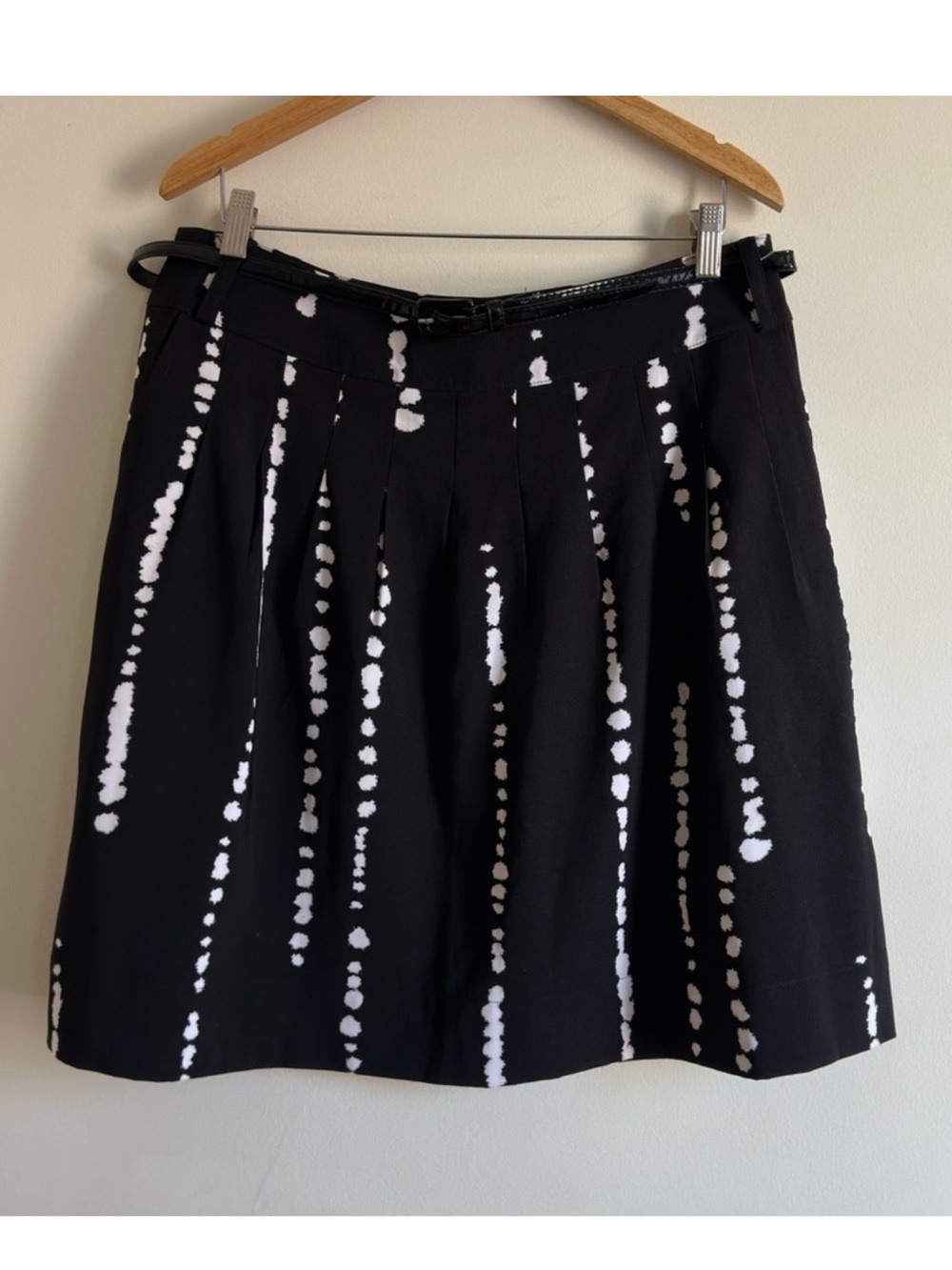 Worthington Black Polka Dot A-Line Skater Midi Skirt Women’s Size 12 Pockets